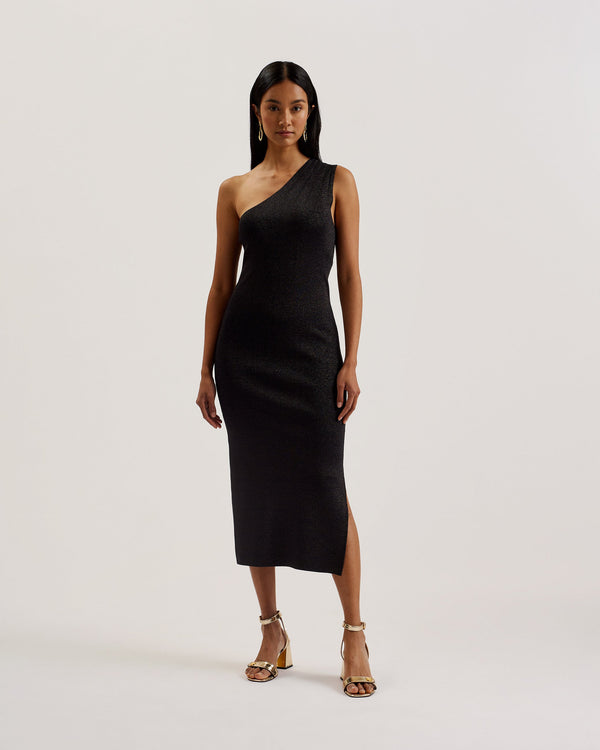 KALEYY-Dresses-One Shoulder Lurex Knit Midi Dress- Ted Baker Romania